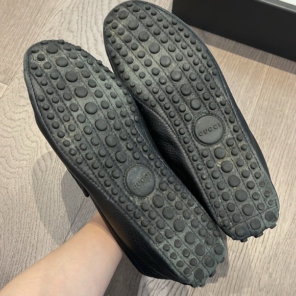 Gucci men’s Horsebit-deatil leather loafers black calfskin shoes size 8.5 - Picture 6 of 10